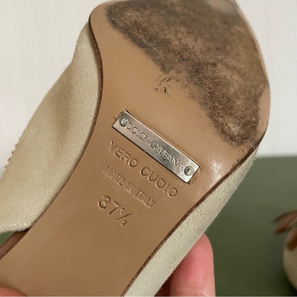 Dolce & Gabbana Pointy Toe Slingbacks w Bowtie Vamps in Cream Suede *Italy* - Picture 9 of 11